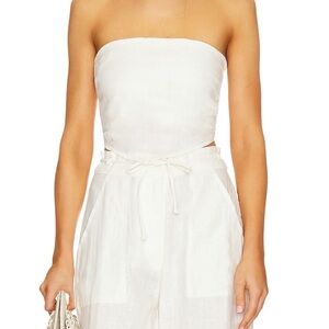 Faithfull The Brand La Loza Cropped Top In Eggshell White